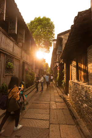 Sunset scenery in an ancient Chinese townのeditorial素材