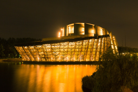 Exterior view of the Wuzhen Theatre in Zhejiang, Chinaのeditorial素材