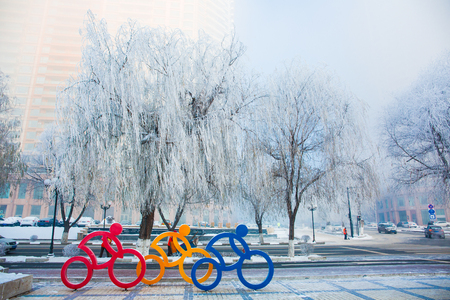The Songhua River fog in Jilinのeditorial素材