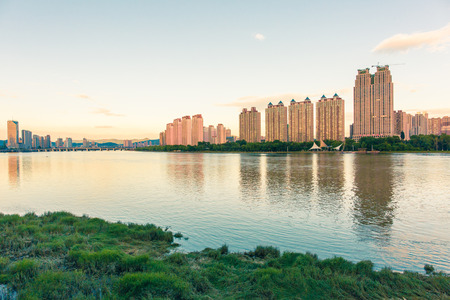 Dusk in Riverside Cityのeditorial素材