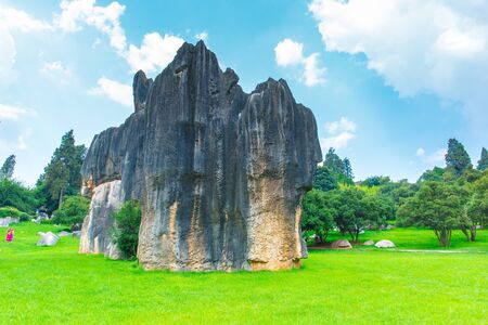 Huge limestone in karst landforms in Stone Forest Scenic, Kunming, Yunnanのeditorial素材