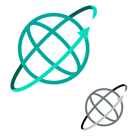 Cyber world, techno globe, world online icon, vectorのイラスト素材