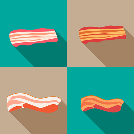 Set of smoked bacon and fresh bacon,vectorのイラスト素材