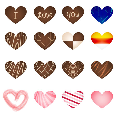 Set of art milk chocolate in heart shape vectorのイラスト素材