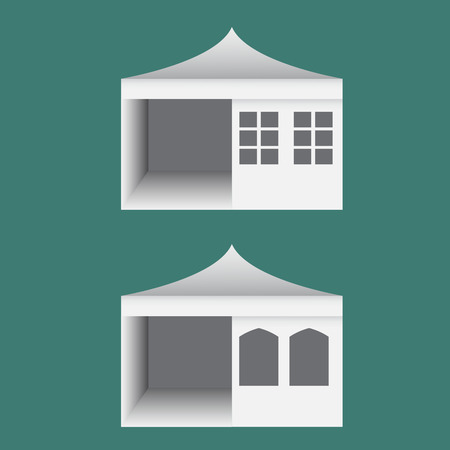 Folding tent with windows in europe style, vector illustrationのイラスト素材