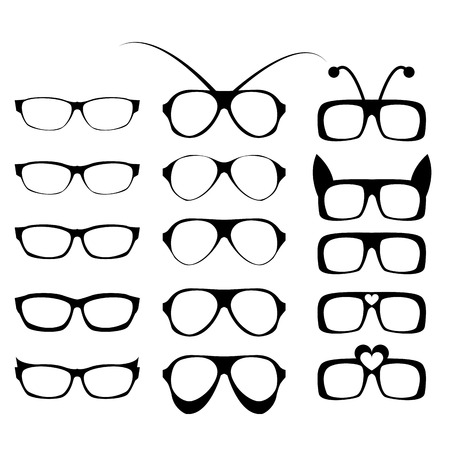 Set of glasses frame in fancy style in modern and fancy concept. vector illustration.のイラスト素材