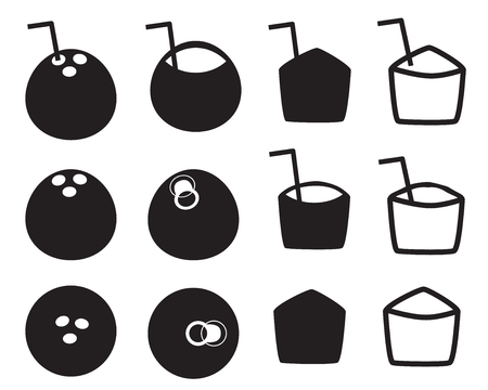 Set of coconut icon in Thailand style,vector illustrationのイラスト素材