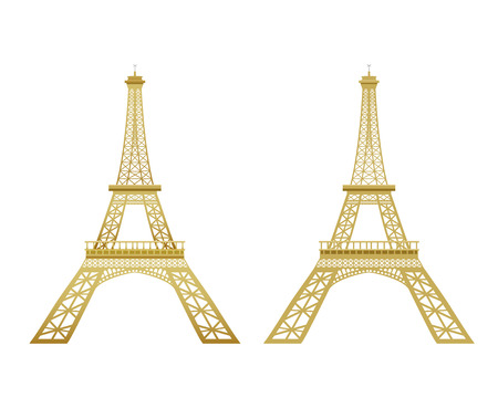 Golden Eiffel Tower in effect and flat styleのイラスト素材