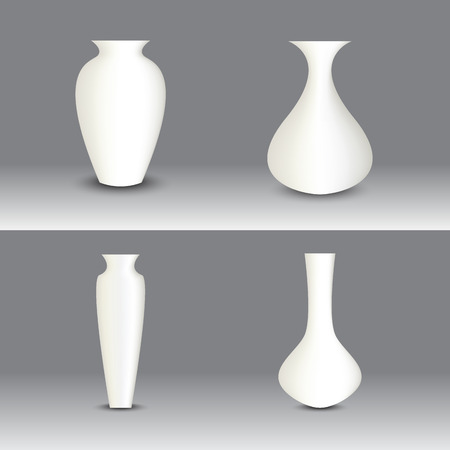 White vase set, vector objectのイラスト素材