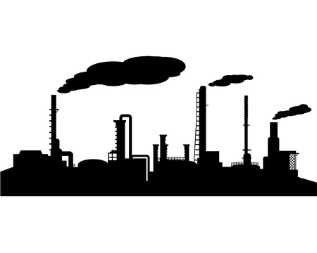 Oil refinery industry silhouette vectorのイラスト素材