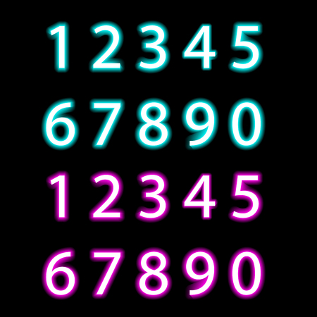 Set of neon numbers, isolated vector objectのイラスト素材