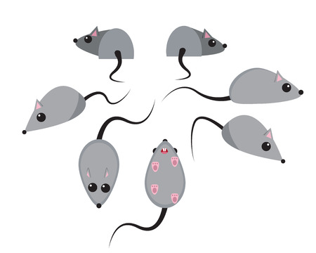 Set of rat in flat style, vectorのイラスト素材