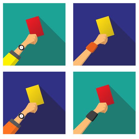 Hand with a red and yellow card of football, vectorのイラスト素材