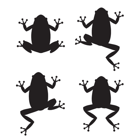 Set of frog silhouettes on white background, vectorのイラスト素材