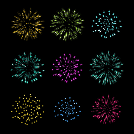 Set of Fireworks, isolated vector objectのイラスト素材