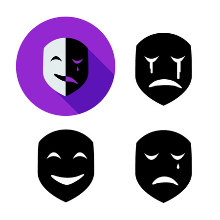 Set of emotion mask in silhouette style, vector objectのイラスト素材