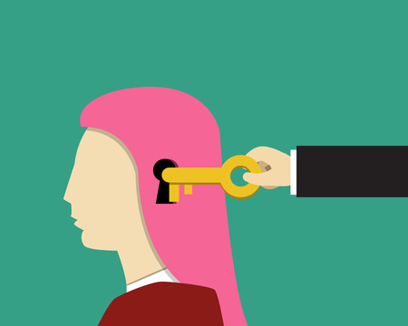 Girl and female psychology, Unlock and Read minds vectorのイラスト素材
