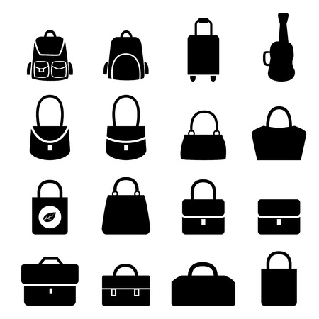 Set of bag icons in silhouette style, vectorのイラスト素材