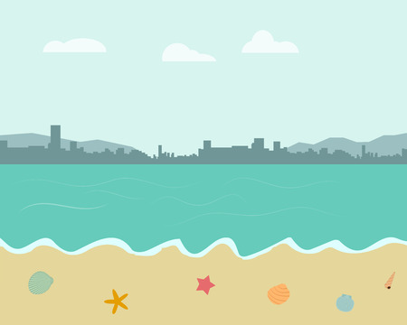 Beach background in pastel color styleのイラスト素材