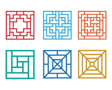 Square pattern window in Chinese styleのイラスト素材