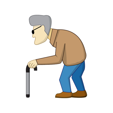 Old man in cartoon style with shadowのイラスト素材