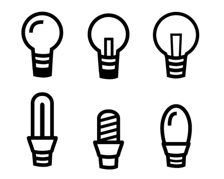 Set of Light bulb icon on white backgroundのイラスト素材