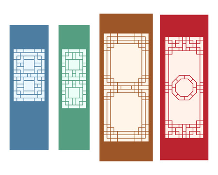 Korean ornament for wall, and window in flat, vectorのイラスト素材