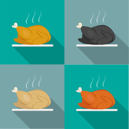 Side view, Roast Whole chicken, Turkey, Duck, vectorのイラスト素材