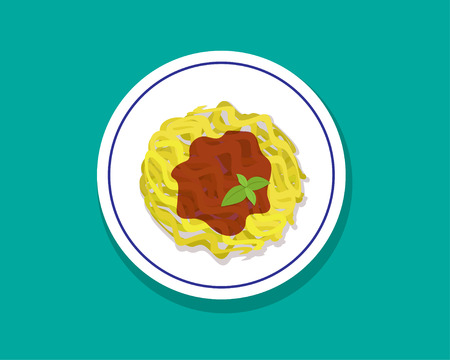 Spaghetti bolognese isolated on white vector designのイラスト素材