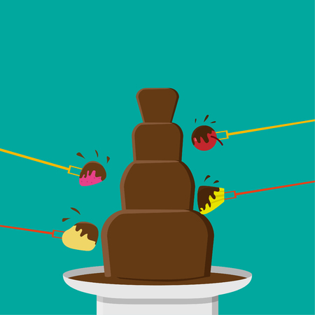 Chocolate Fondue party in flat style, vector designのイラスト素材