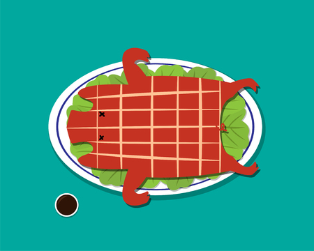 Barbecued suckling pig in flat style, vector designのイラスト素材