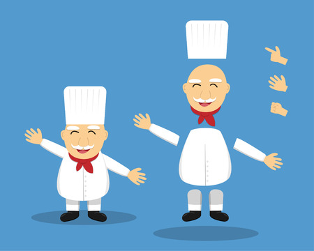 Editable cartoon senior chef for animation, vector designのイラスト素材