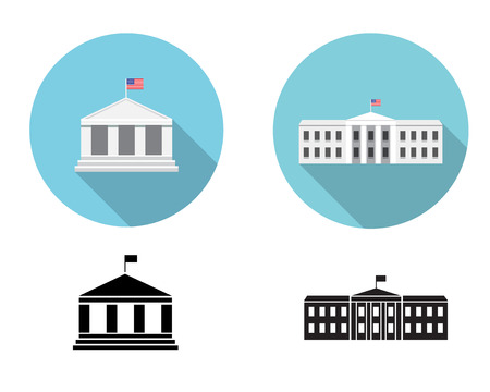 White house icons in flat and silhouette style, vectorのイラスト素材