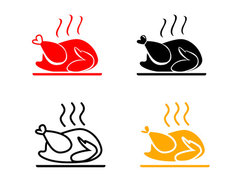 Set of Roasted chicken icons, vector designのイラスト素材