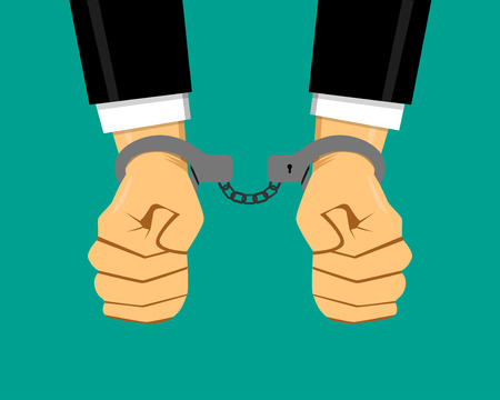 Businessman in handcuffs, vector designのイラスト素材
