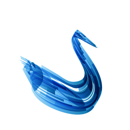 Swan logo on white in technology style, vector designのイラスト素材