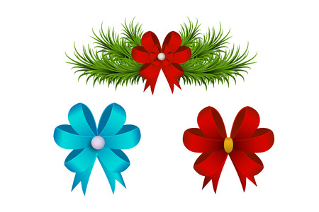 Set of red gift bows ribbon in vector designのイラスト素材