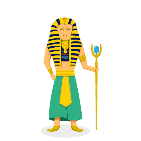 King Pharaoh on white in flat style, vector designのイラスト素材