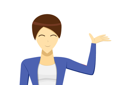 Short hair business woman presenting, vector designのイラスト素材