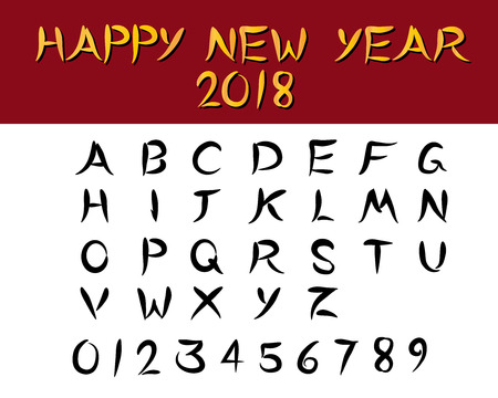 Set of English font in Chinese style, vector designのイラスト素材