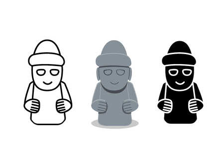 Isolated Grandfather statues (Dol hareubang) on Jeju Island in Koreanのイラスト素材