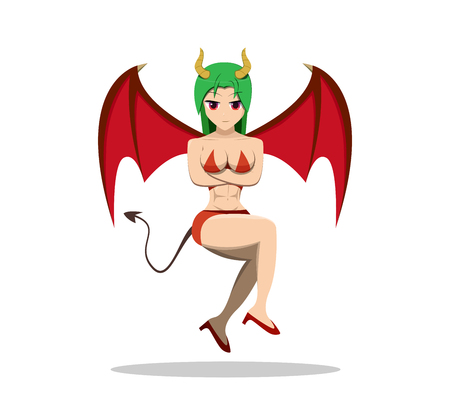 Fitness girl in succubus costume for halloween, vectorのイラスト素材