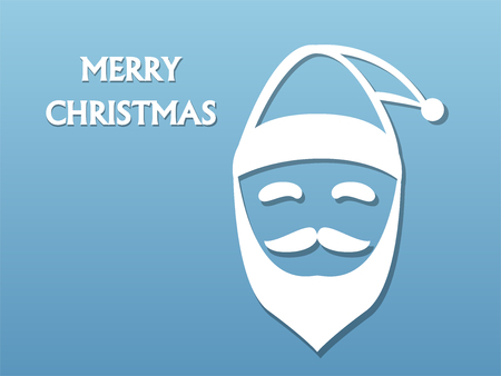 Santa Claus hat and beard on blue background, vector designのイラスト素材