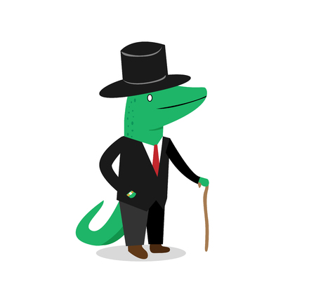Business crocodile in suit, vector cartoon characterのイラスト素材