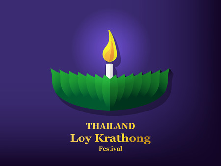 Loy Krathong festival card in vector art designのイラスト素材