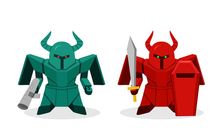 Front view, Soldier Humanoid robot for war, vector designのイラスト素材