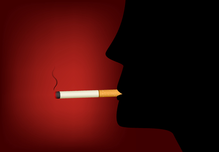 Smoking cigarette and male silhouette, vector designのイラスト素材