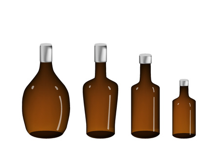 Set of Brown Alcohol bottle isolated on white, vectorのイラスト素材