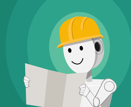 Engineer Humanoid robot in vector cartoon designのイラスト素材