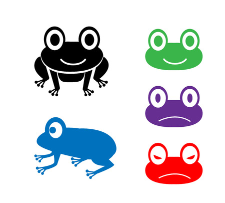 Set of frog icon in cartoon style, vector designのイラスト素材